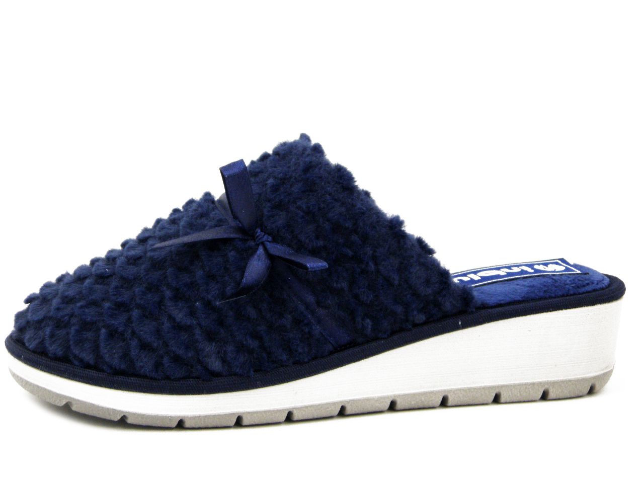 Pantofole Donna invernali in Tessuto Blu, Zeppa Bassa, Inblu - GY21 Pantofole Donna invernali in Tessuto Blu, Zeppa Bassa, Inblu - GY21