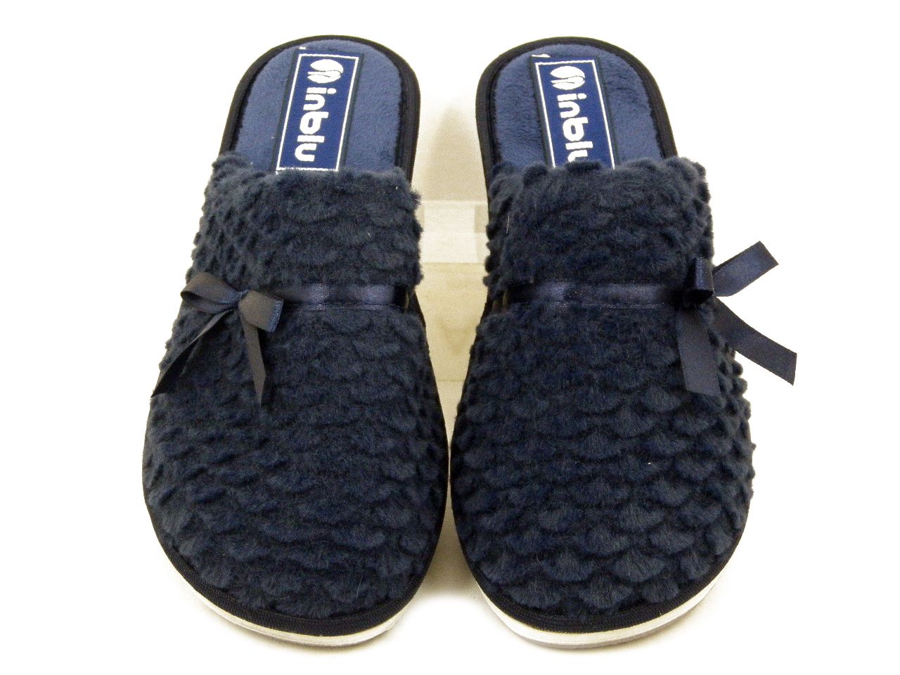 Pantofole Donna invernali in Tessuto Blu, Zeppa Bassa, Inblu - GY21