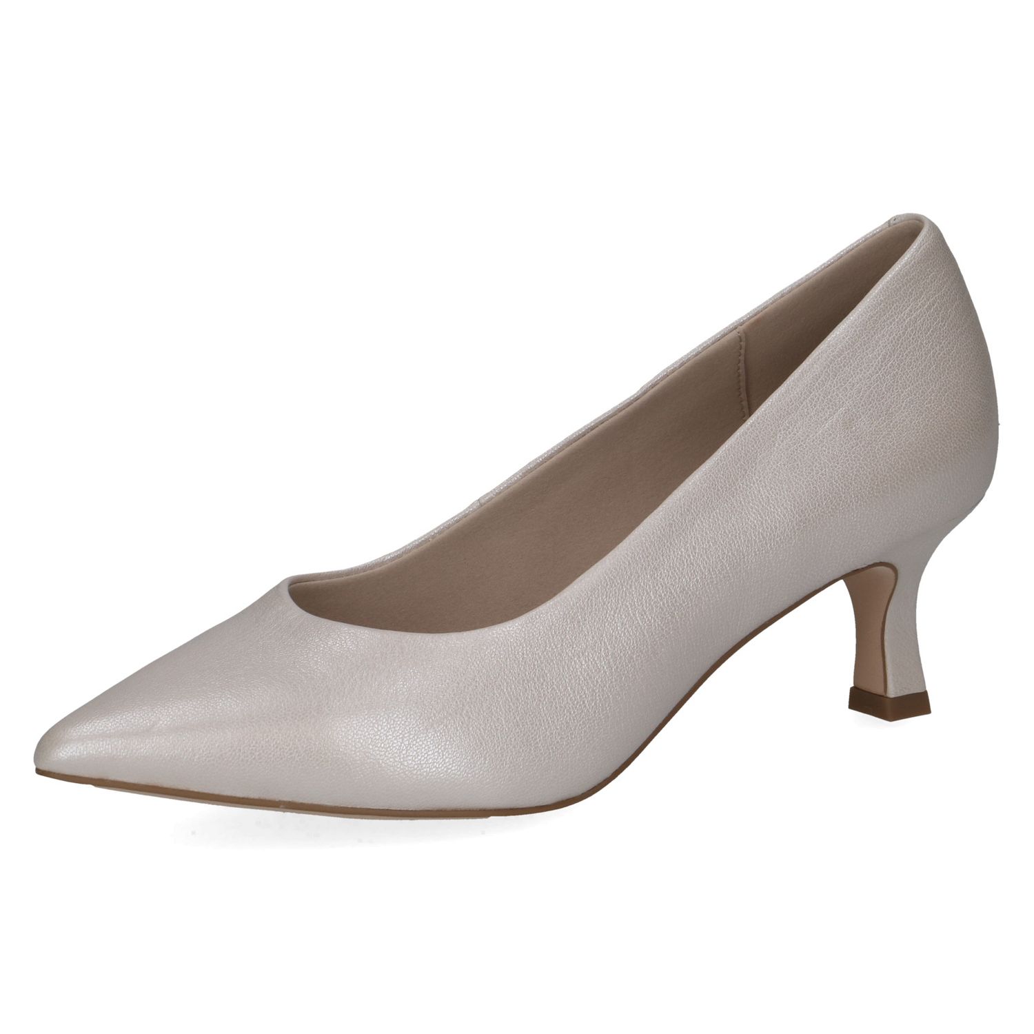 Scarpe Donna Decolletè in Pelle Beige Perla, Tacco Medio 6 cm, CAPRICE - 22401