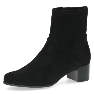 Stivaletti Donna in Tessuto Nero Semi Elasticizzato, Tacco Medio 5 cm, Plantare Estraibile, CAPRICE - 25316