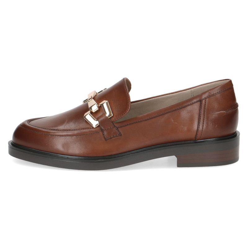 Mocassini Donna in Pelle Marrone Cuoio, Tacco Basso 3 cm, CAPRICE - 24200