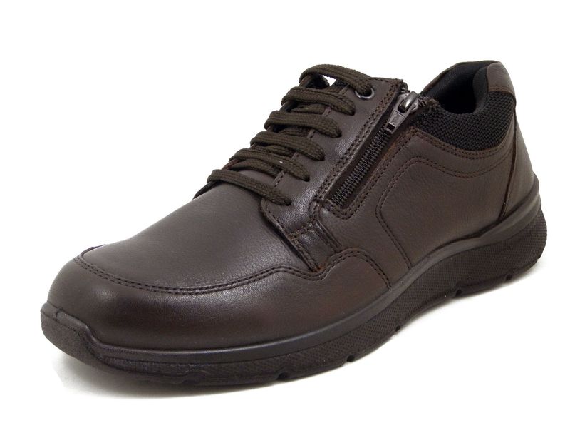 Scarpe Uomo in Pelle Marrone con Cerniera, Pianta Comoda, Plantare Estraibile - TEDDY502