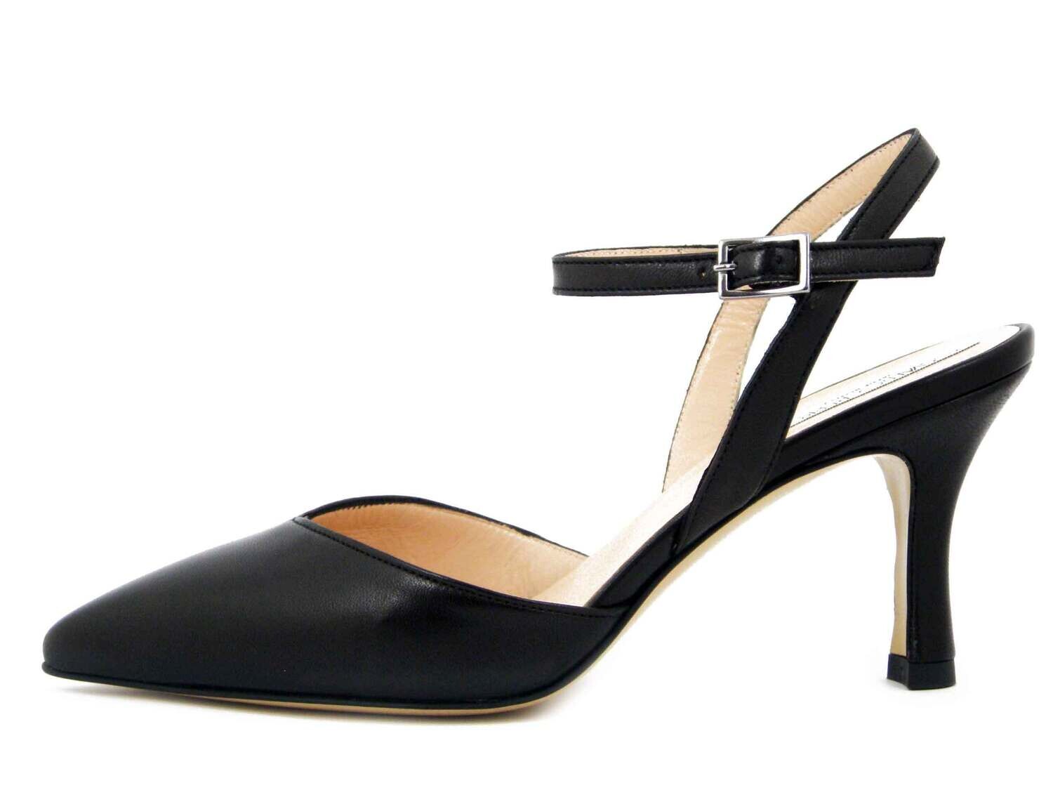 Osvaldo Pericoli, Scarpe Donna Décolleté aperte con cinturino in Pelle Nero, Tacco Medio Alto 8 cm, 22273 Osvaldo Pericoli, Scarpe Donna Décolleté aperte con cinturino in Pelle Nero, Tacco Medio Alto 8 cm, 22273