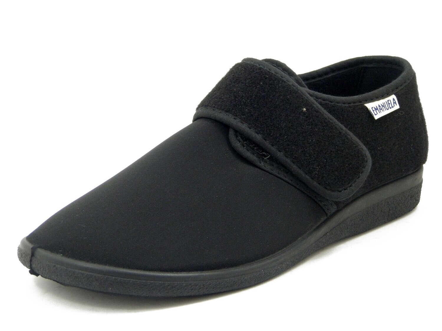 Emanuela, Scarpe Comfort Uomo Pantofole Chiuse in Tessuto Elasticizzato Nero, Chiusura a Strap, 986 Emanuela, Scarpe Comfort Uomo Pantofole Chiuse in Tessuto Elasticizzato Nero, Chiusura a Strap, 986