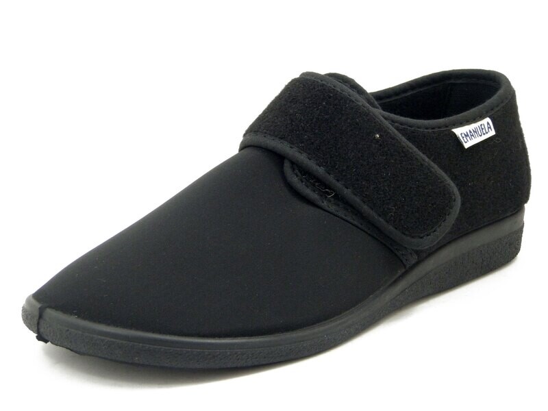 Emanuela, Scarpe Comfort Uomo Pantofole Chiuse in Tessuto Elasticizzato Nero, Chiusura a Strap, 986 Emanuela, Scarpe Comfort Uomo Pantofole Chiuse in Tessuto Elasticizzato Nero, Chiusura a Strap, 986