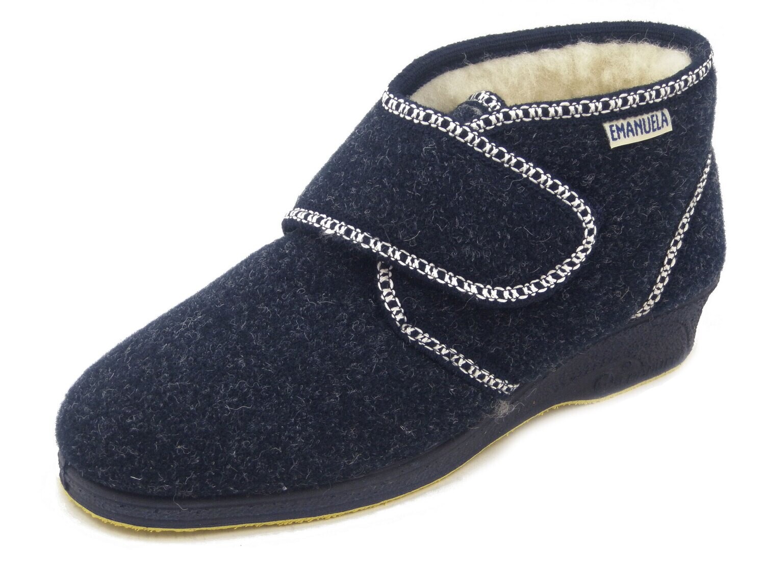 Emanuela, Pantofole Donna Stivaletto imbottito in Lana, Chiusura a Strap, Suola Antiscivolo con Zeppa Bassa, 831 Emanuela, Pantofole Donna Stivaletto imbottito in Lana, Chiusura a Strap, Suola Antiscivolo con Zeppa Bassa, 831