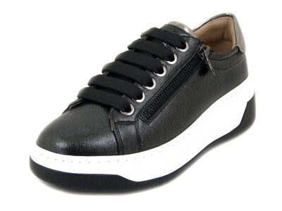 Sneakers Donna in Eco Pelle Nero con Cerniere, Plantare Estraibile, KEYS - K8381 Sneakers Donna in Eco Pelle Nero con Cerniere, Plantare Estraibile, KEYS - K8381