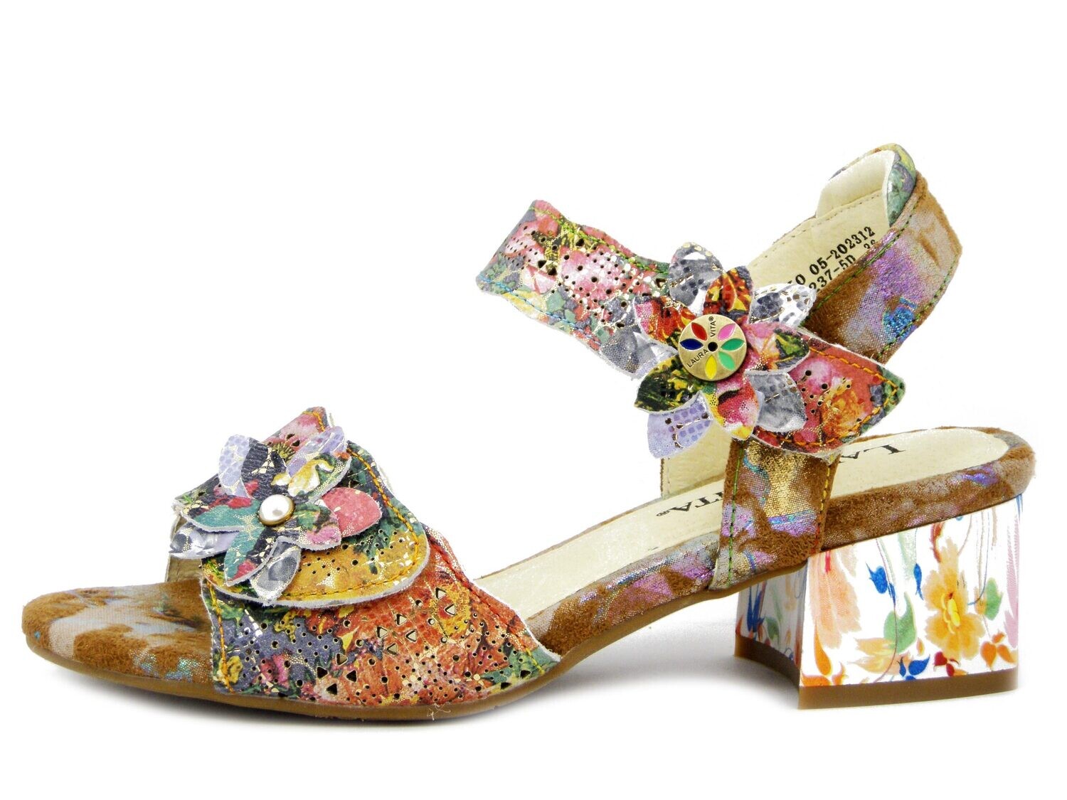 Sandalo Donna Multicolore con Strap, Tacco Basso 5 cm, LAURA VITA - HUCBIO05