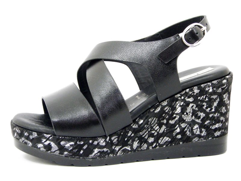 Sandali Donna in Pelle Nero, Zeppa Alta 8 cm, Osvaldo Pericoli - 55406