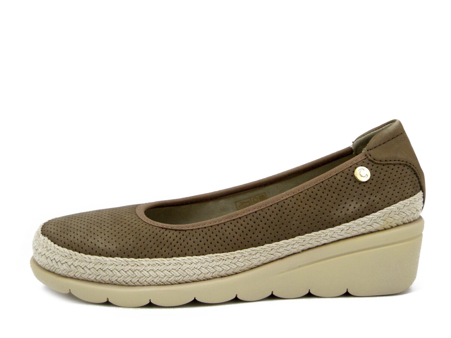 Decolletè in Pelle Nabuk Beige, Zeppa Bassa 4 cm, CINZIA SOFT - 7521751