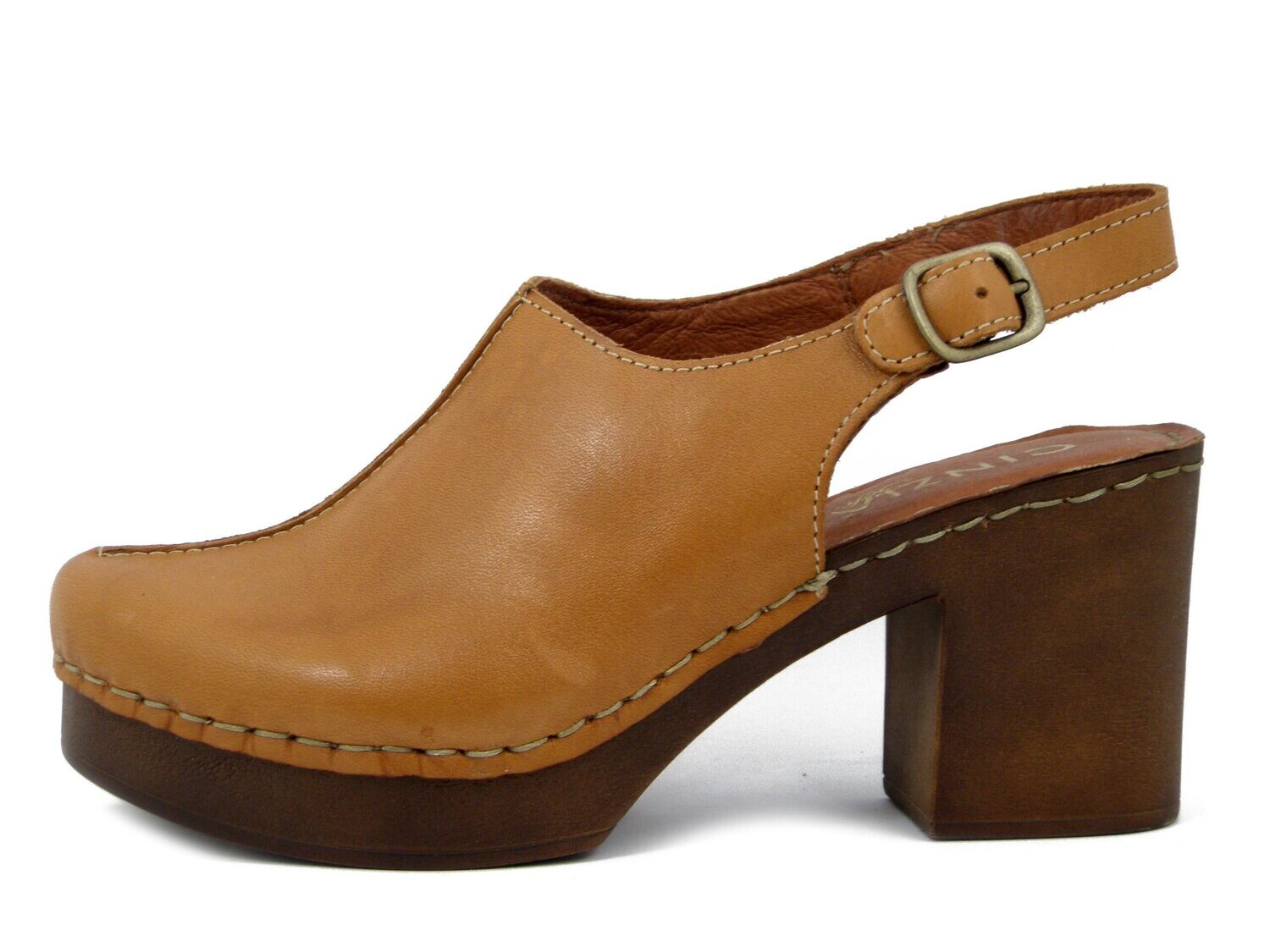 Sabot Donna in Pelle Marrone Cuoio, Tacco Medio e Plateau, CINZIA SOFT - 1143622 Sabot Donna in Pelle Marrone Cuoio, Tacco Medio e Plateau, CINZIA SOFT - 1143622
