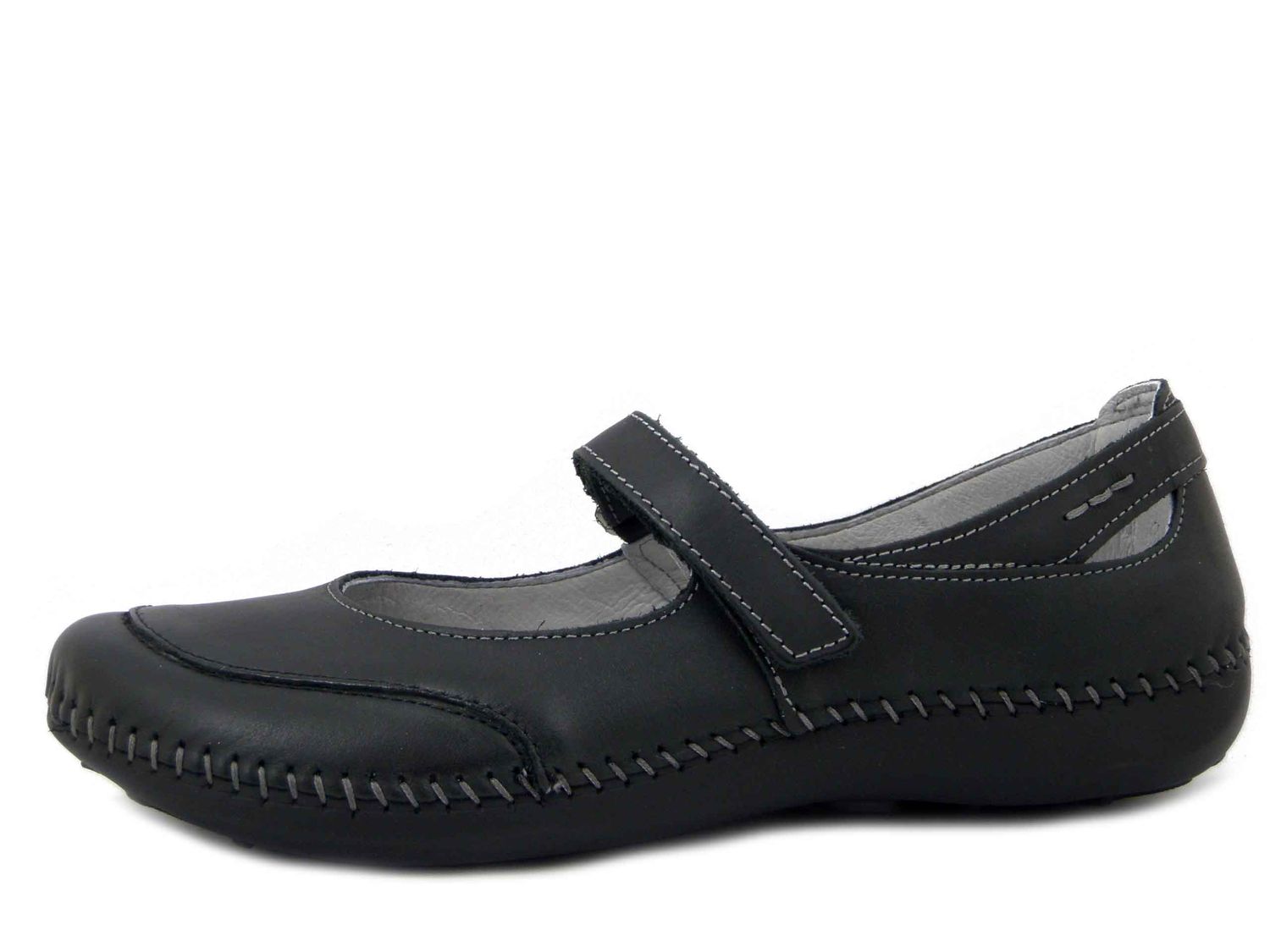 Ballerine Mary Jane in Pelle Nero con Strap, Walk in the city - 20980