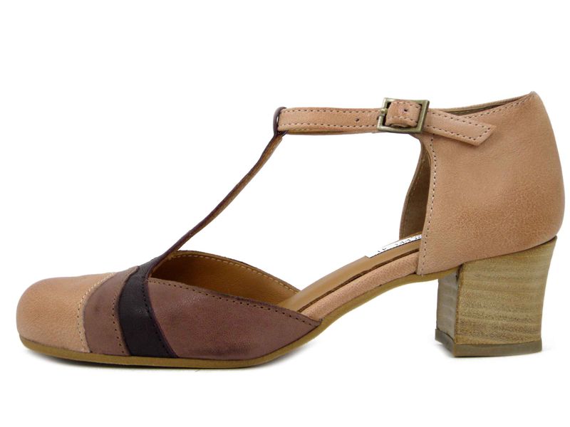 Decolleté Aperte con Cinturino in Pelle Rosa Antico e Viola, Tacco Medio 5 cm, Osvaldo Pericoli - 703E25 Decolleté Aperte con Cinturino in Pelle Rosa Antico e Viola, Tacco Medio 5 cm, Osvaldo Pericoli - 703E25