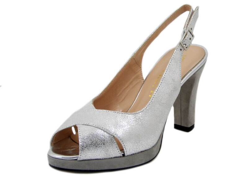 Osvaldo Pericoli, Sandalo Donna Elegante in Pelle Argento, Tacco Alto 9 cm e Plateau, Pianta Comoda, Made in Italy, 20092