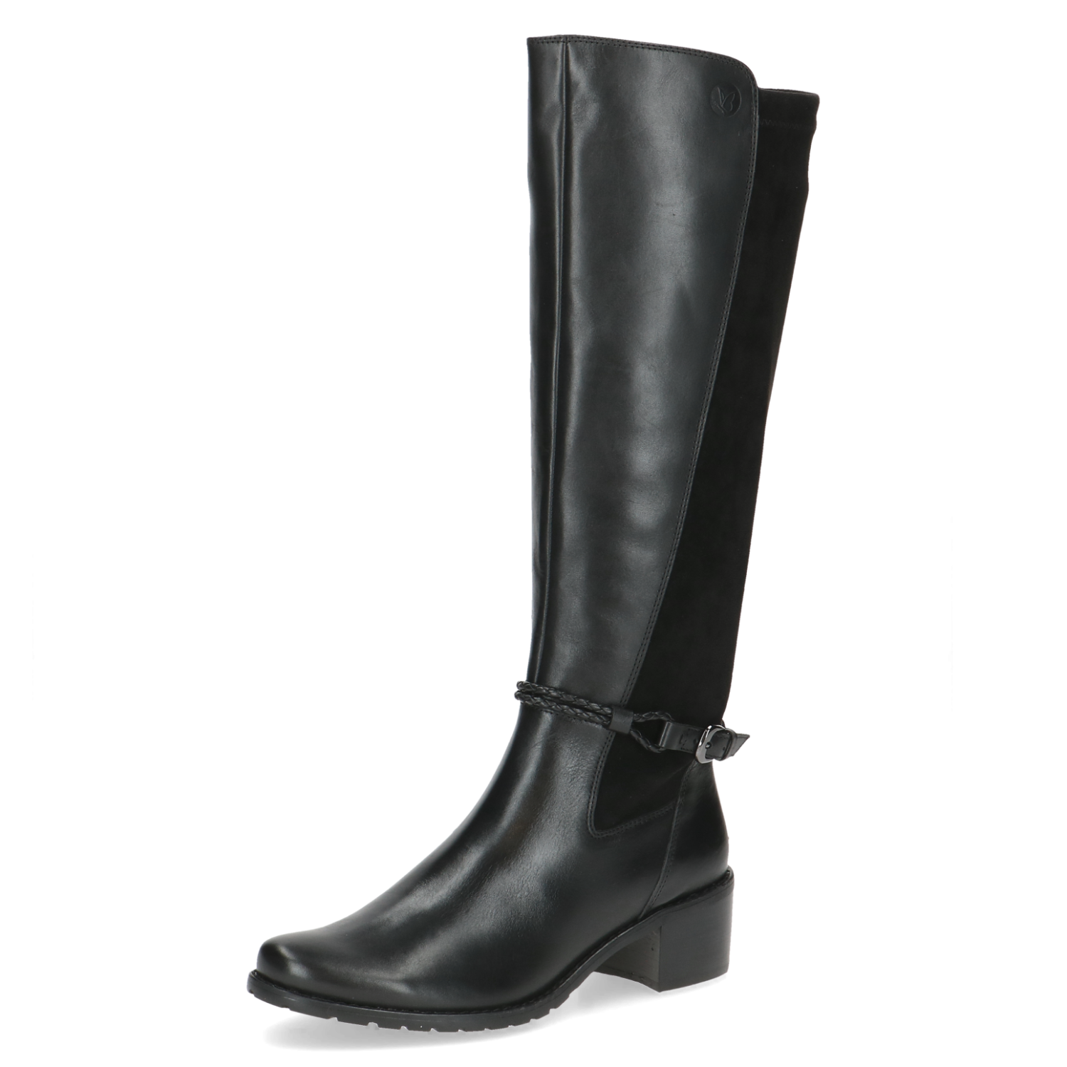 Stivali Donna in Pelle Nero, Gambale Elasticizzato, Tacco Basso, CAPRICE - 25600 Stivali Donna in Pelle Nero, Gambale Elasticizzato, Tacco Basso, CAPRICE - 25600