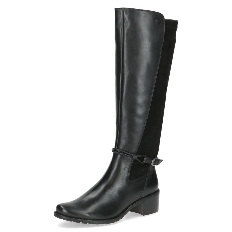 Stivali Donna in Pelle Nero, Gambale Elasticizzato, Tacco Basso, CAPRICE - 25600 Stivali Donna in Pelle Nero, Gambale Elasticizzato, Tacco Basso, CAPRICE - 25600