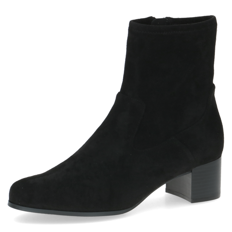 Stivaletti Donna in Tessuto Nero Semi Elasticizzato, Tacco Medio 5 cm, Plantare Estraibile, CAPRICE - 25316