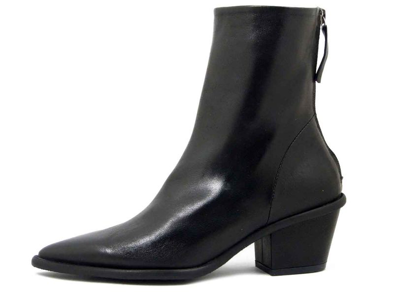 Stivaletti Texani Donna in Pelle Nappa Nero, Tacco Medio 5 cm, Osvaldo Pericoli - ALICE01