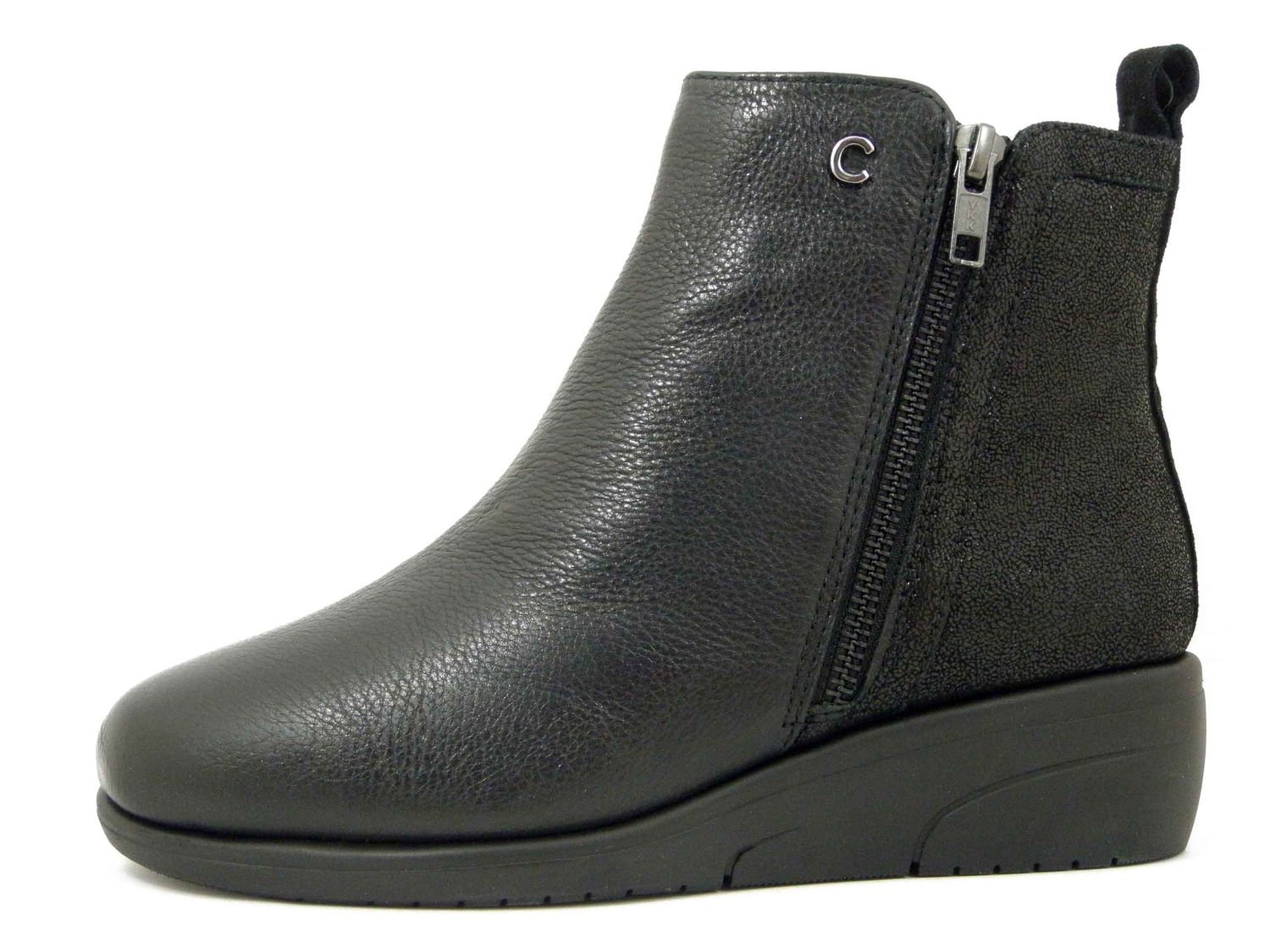 Stivaletti Donna in Pelle Nero, Pianta Larga e Plantare Estraibile, Zeppa Bassa, CINZIA SOFT - 18843 Stivaletti Donna in Pelle Nero, Pianta Larga e Plantare Estraibile, Zeppa Bassa, CINZIA SOFT - 18843