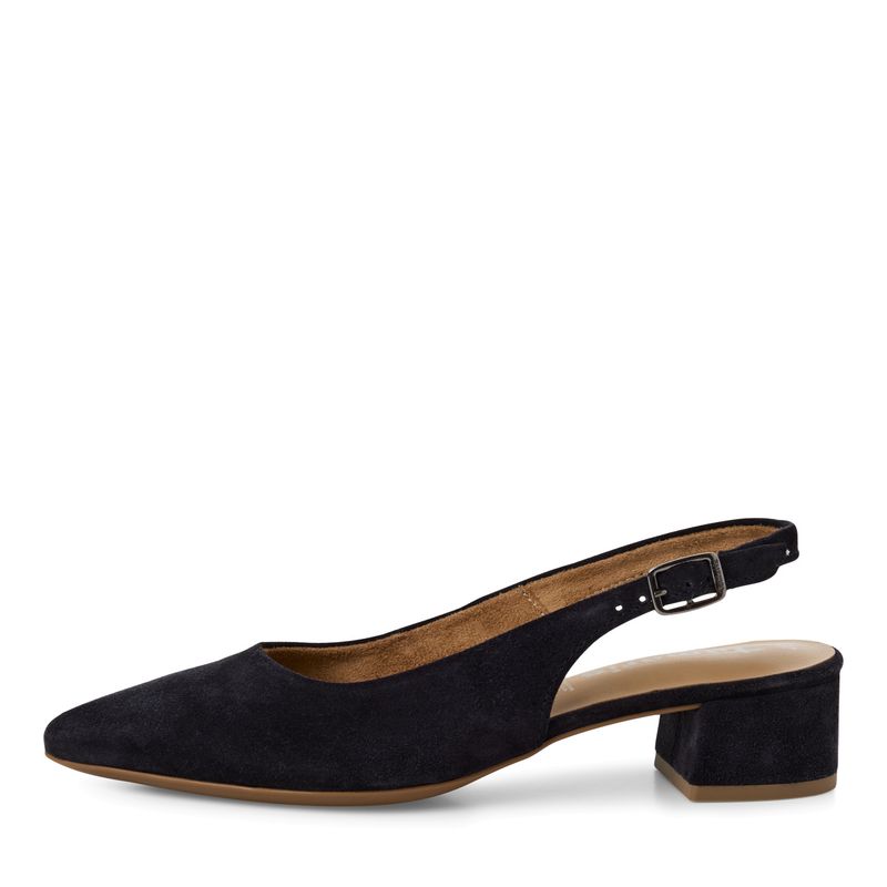 Scarpe Donna Decolletè Sling Back in Pelle Camoscio Blu, Tacco Basso, Tamaris - 29500 Scarpe Donna Decolletè Sling Back in Pelle Camoscio Blu, Tacco Basso, Tamaris - 29500