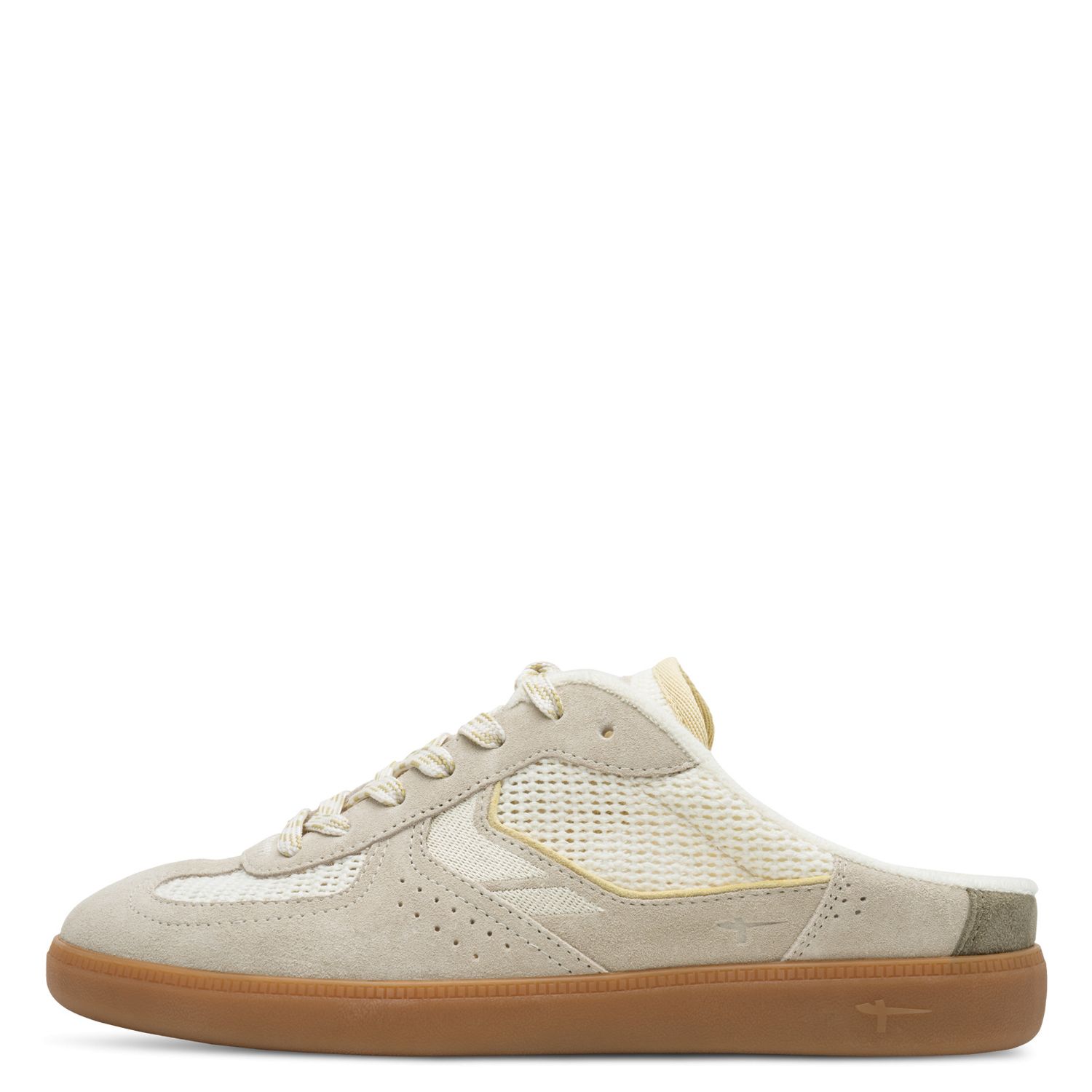 Sneakers Sabot Donna in Pelle e Tessuto Beige, Plantare Estraibile, Tamaris - 27320