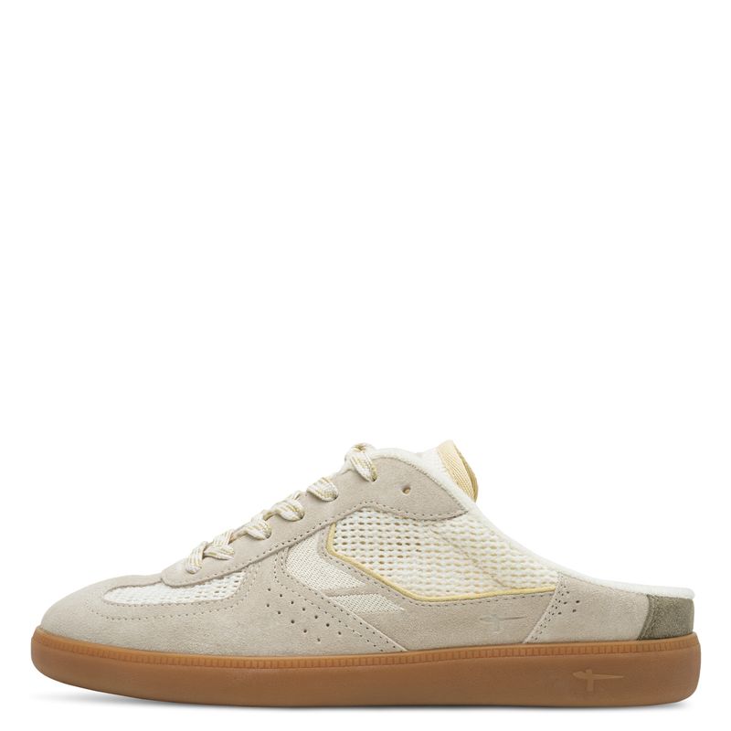 Sneakers Sabot Donna in Pelle e Tessuto Beige, Plantare Estraibile, Tamaris - 27320