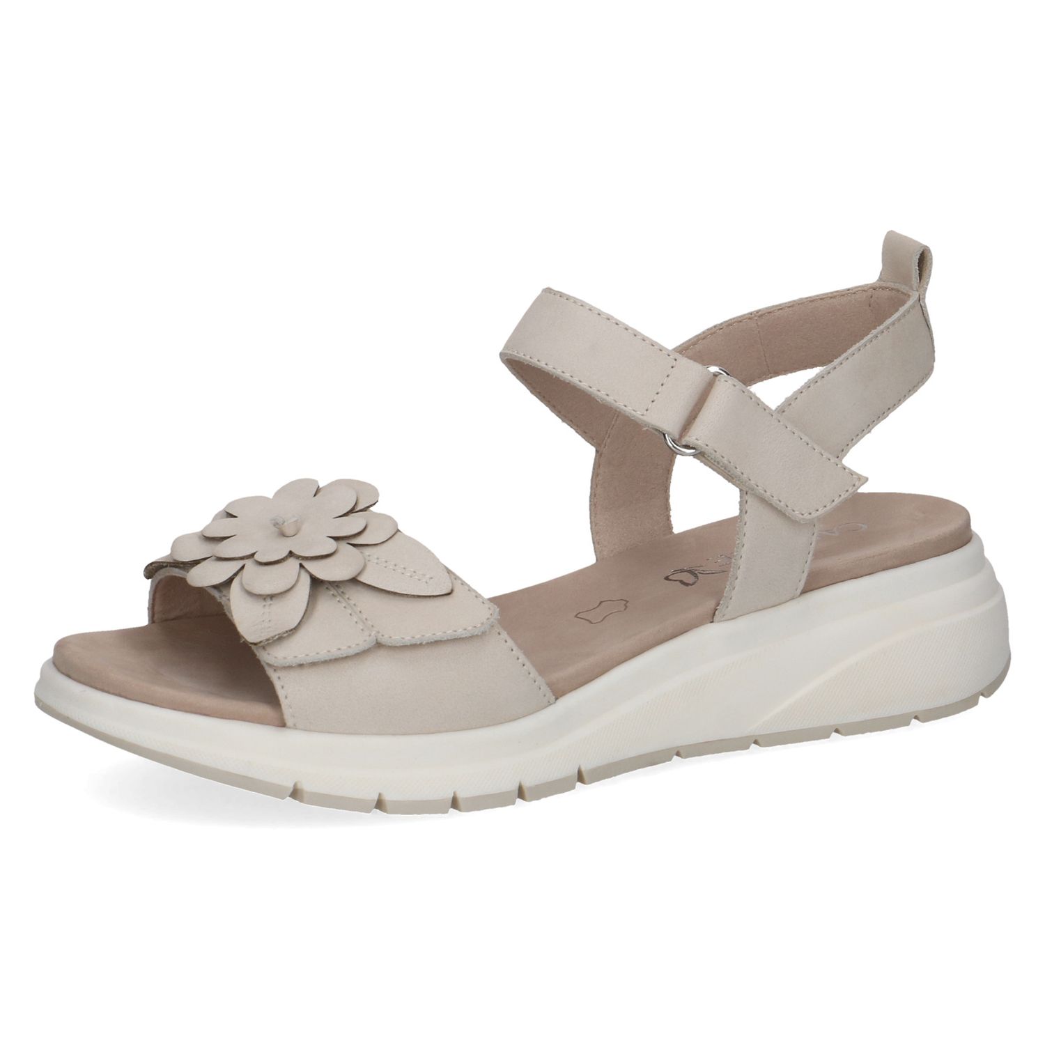 Sandalo Donna in Pelle Beige con Strap, Zeppa Bassa, Pianta Comoda, CAPRICE - 28710 Sandalo Donna in Pelle Beige con Strap, Zeppa Bassa, Pianta Comoda, CAPRICE - 28710