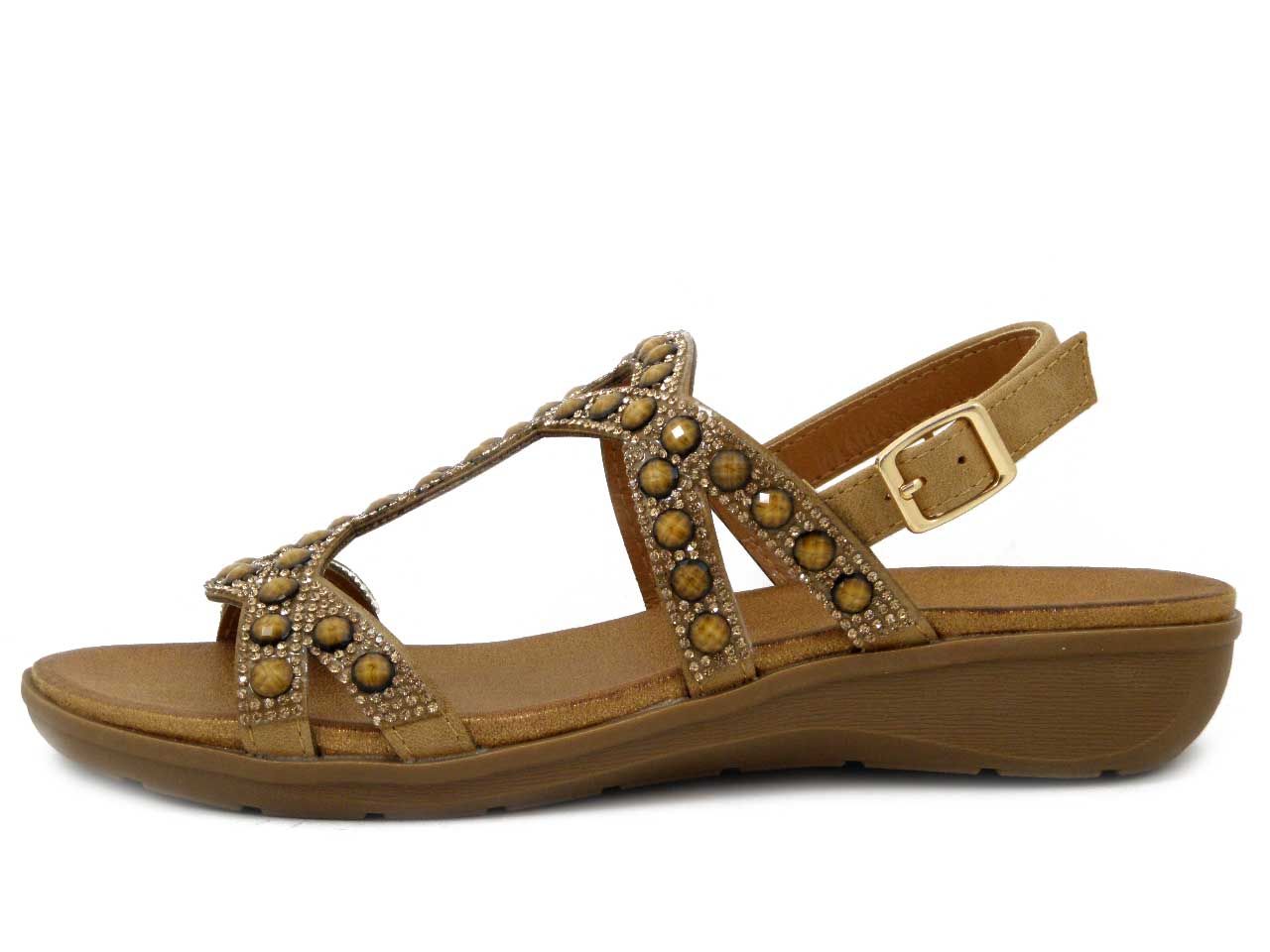 Sandali Donna Marroni con Strass, Zeppa Bassa, CINZIA SOFT - MCS118