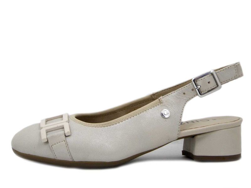 Decolletè Sling Back in Pelle Nappa Beige, Tacco Basso, CINZIA SOFT - 24809 Decolletè Sling Back in Pelle Nappa Beige, Tacco Basso, CINZIA SOFT - 24809