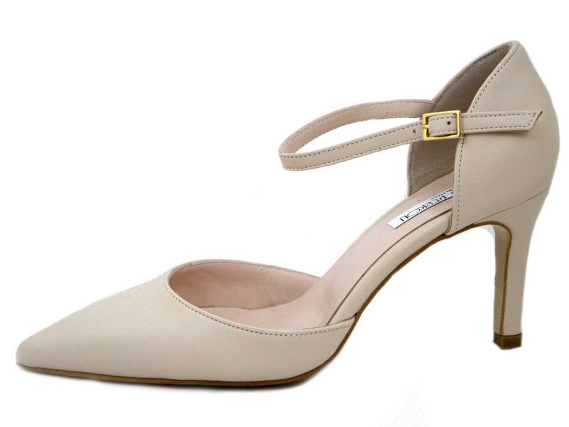 Decolleté aperta in Pelle Rosa Cipria con Cinturino, Tacco Medio Alto 8 cm, Osvaldo Pericoli - 5151 Decolleté aperta in Pelle Rosa Cipria con Cinturino, Tacco Medio Alto 8 cm, Osvaldo Pericoli - 5151