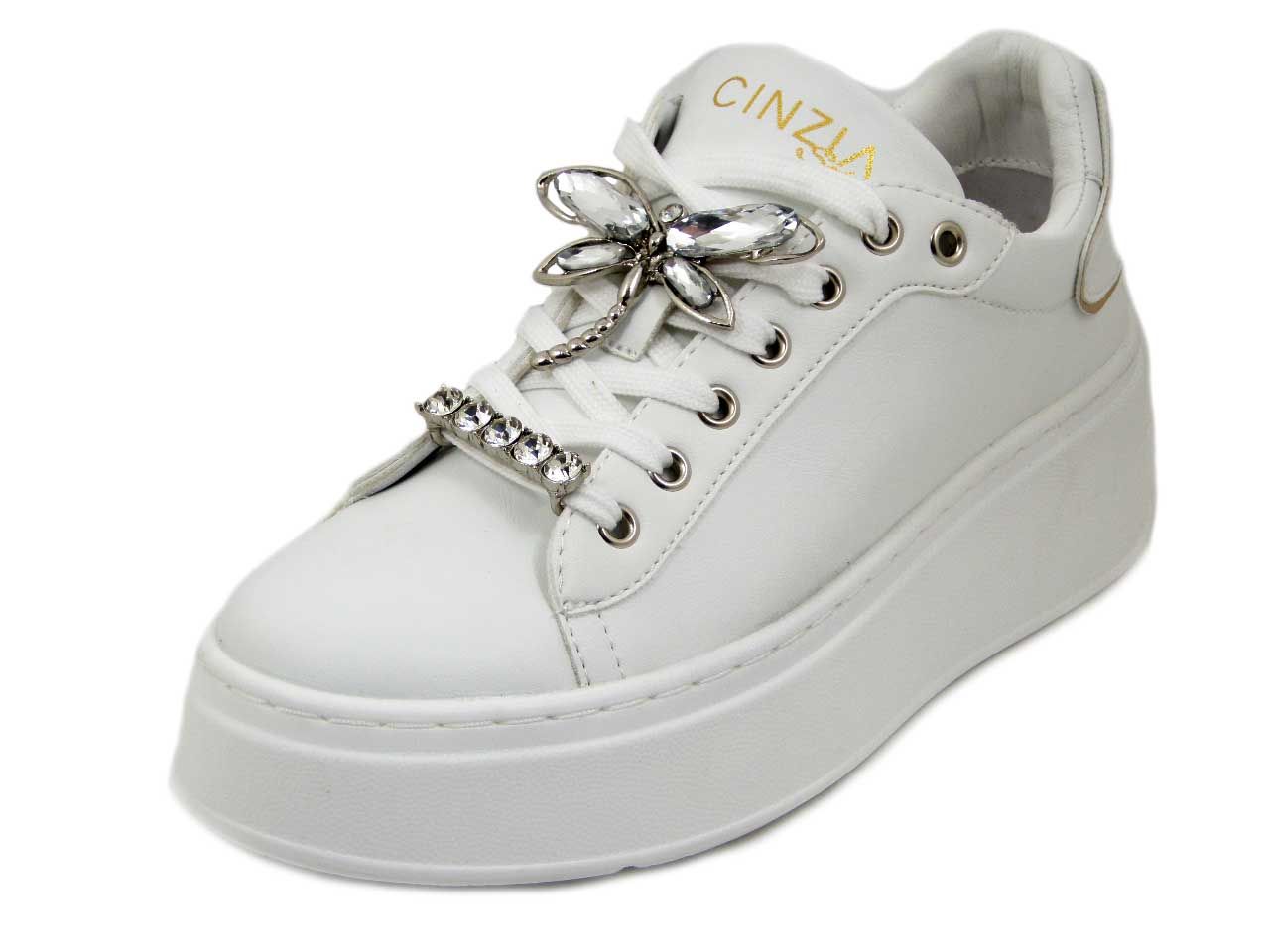Sneakers Donna Bianche Gioiello, Plantare Estraibile, CINZIA SOFT - CI1100