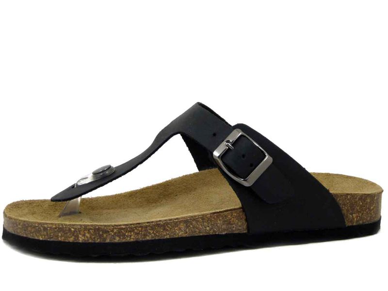 Infradito Donna in Pelle Nero con Fibbia, Free Life - 1703FL