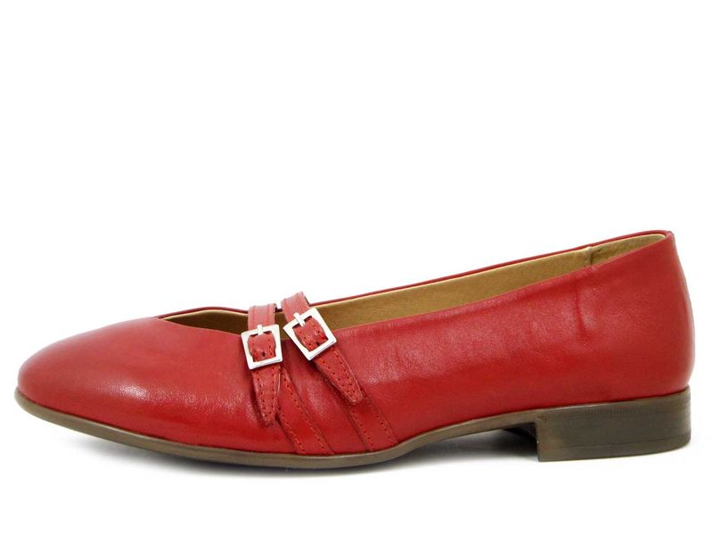 Ballerine Donna in Pelle Rosso, Tacco Basso, Osvaldo Pericoli - BRISTOL53