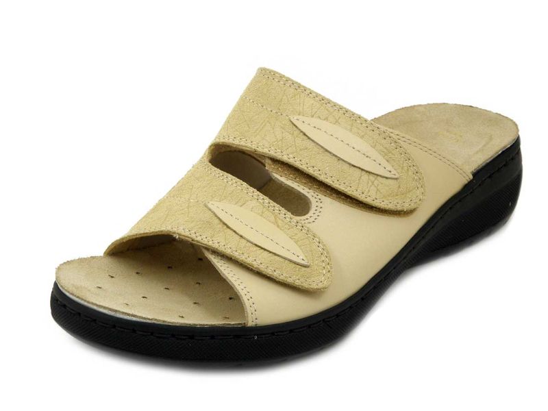 Ciabatte Donna Linea Ortopedica in Pelle Beige, Doppio Strap, Plantare Estraibile, STILEDIVITA - 8500BE Ciabatte Donna Linea Ortopedica in Pelle Beige, Doppio Strap, Plantare Estraibile, STILEDIVITA - 8500BE