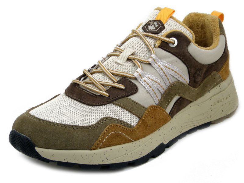 Sneakers Uomo in Pelle e Tessuto Beige e Marrone, Plantare Estraibile, LUMBERJACK - 9050 Sneakers Uomo in Pelle e Tessuto Beige e Marrone, Plantare Estraibile, LUMBERJACK - 9050
