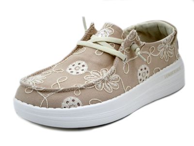 Scarpe Slipon Donna in Tessuto Rosa a Fiori, Plantare Estraibile, Lumberjack - 9220