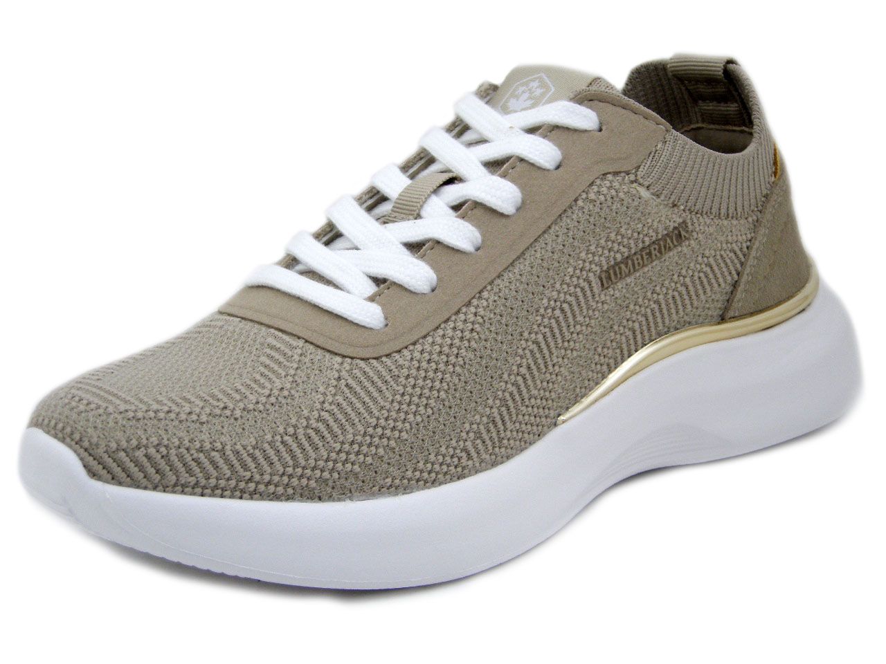 Scarpe da Ginnastica Donna Sneakers in Tessuto Beige, Plantare Memory Estraibile, Lumberjack - 9242