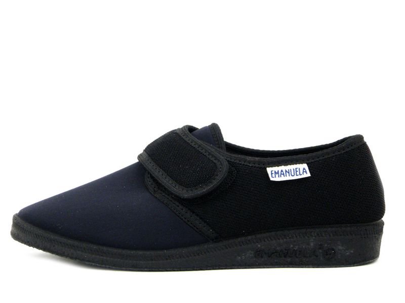 Emanuela, Scarpe Comfort Donna Pantofole Chiuse in Tessuto Elasticizzato Nero, Chiusura a Strap, 601