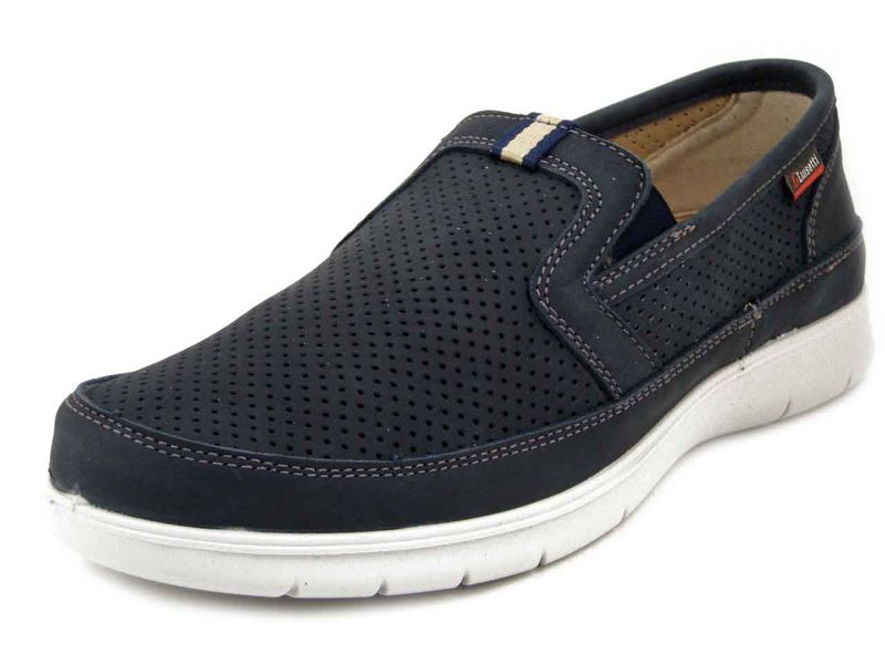 Mocassini Slipon Uomo in Pelle Blu, Plantare Estraibile, Luisetti - 38500 Mocassini Slipon Uomo in Pelle Blu, Plantare Estraibile, Luisetti - 38500