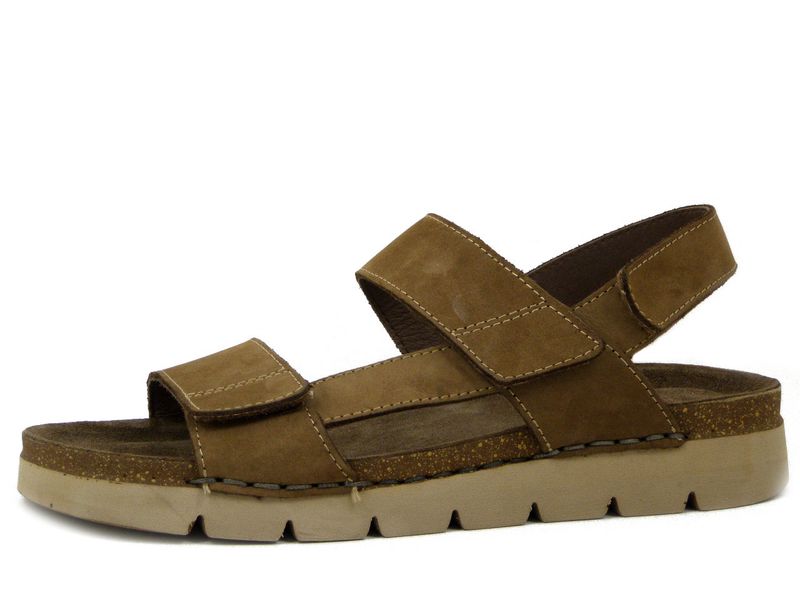 Sandali Uomo in Pelle Nabuk Marrone con Strap, Walk in The City - 51270