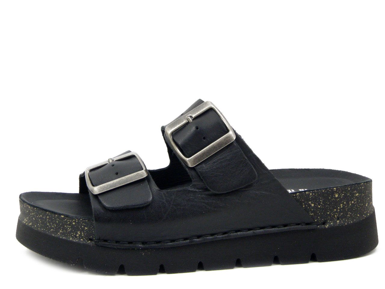 Sandali Ciabatte Platform in Pelle Nero, Walk in The City - 5081026