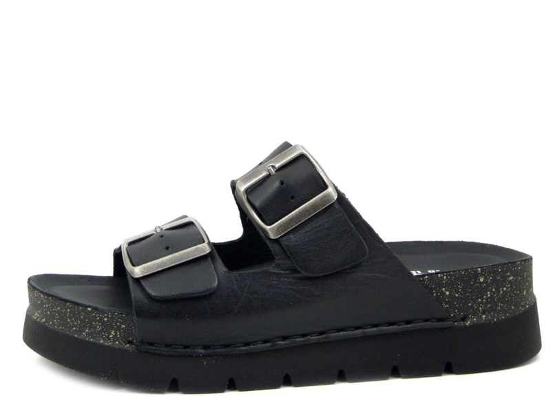 Sandali Ciabatte Platform in Pelle Nero, Walk in The City - 5081026