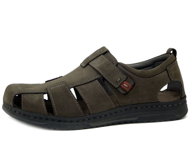 Scarpe Aperte Estive Uomo in Pelle Grigio con Strap, Walk in The City - 40760GR