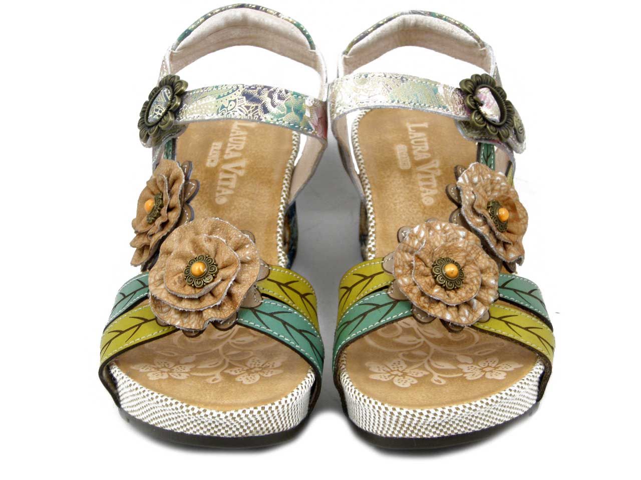 Sandali Donna Multicolore fantasia Floreale, Zeppa Media 6 cm, LAURA VITA - BARRY41