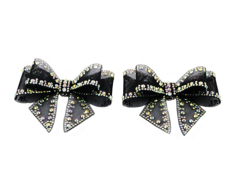 Accessorio con Clip, Fiocco Nero con Strass