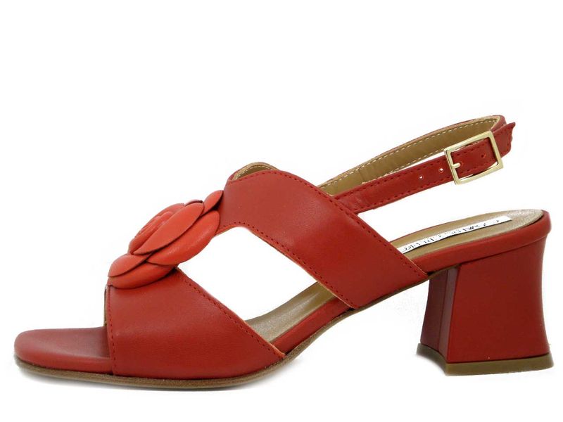 Sandali Donna in Pelle Nappa Rosso, Tacco Medio, Osvaldo Pericoli - SZ60G3