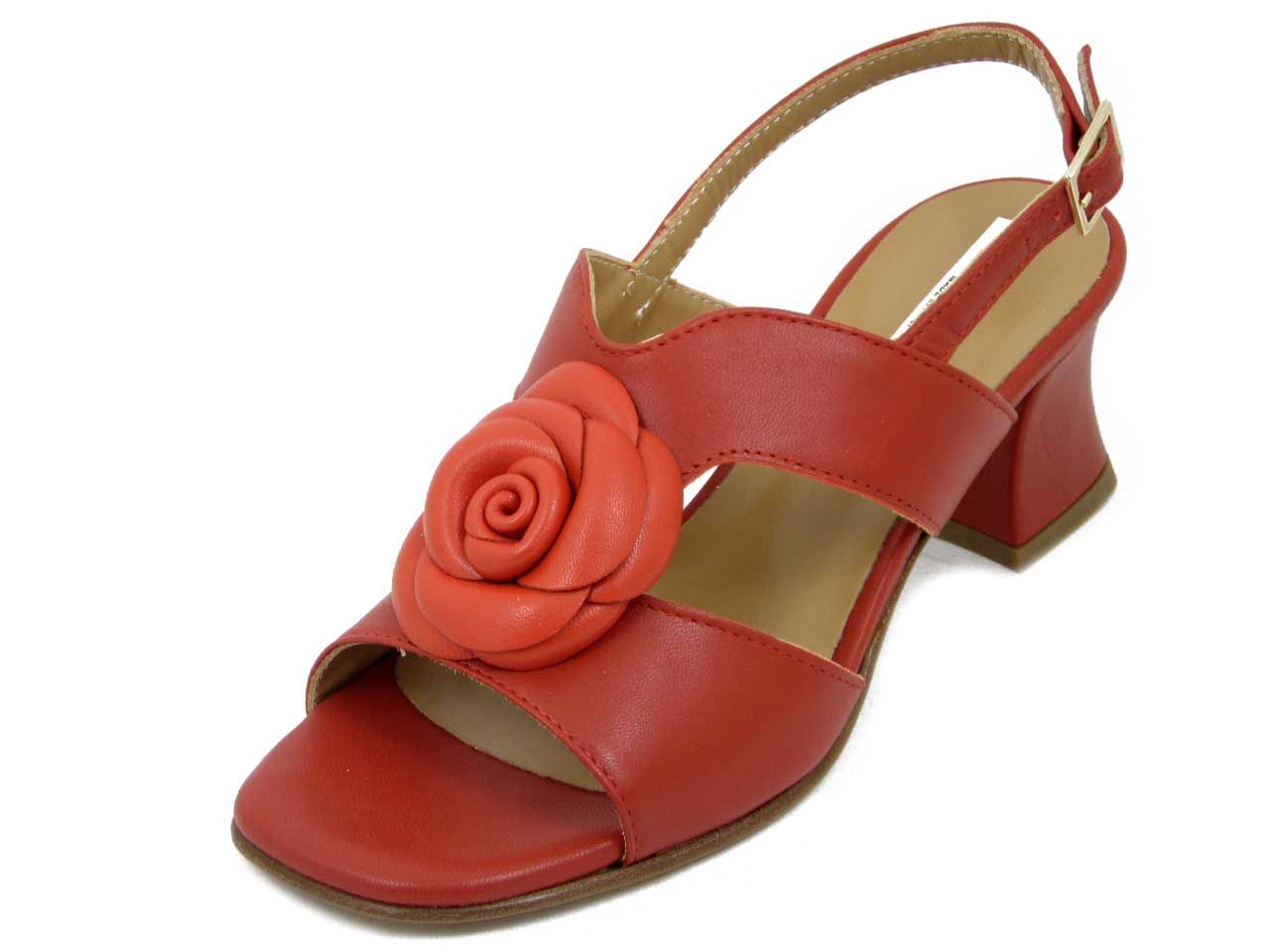Sandali Donna in Pelle Nappa Rosso, Tacco Medio, Osvaldo Pericoli - SZ60G3