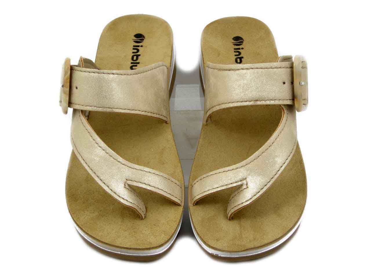 Ciabatte Donna Infradito Beige, Zeppa Bassa, INBLU - FT25