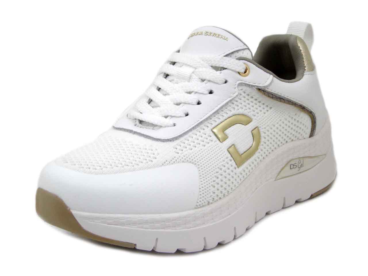 Sneakers Donna Bianche in Pelle e Tessuto, Zeppa 4 cm DS GEL, Plantare Estraibile, DONNA SERENA - 145671 Sneakers Donna Bianche in Pelle e Tessuto, Zeppa 4 cm DS GEL, Plantare Estraibile, DONNA SERENA - 145671