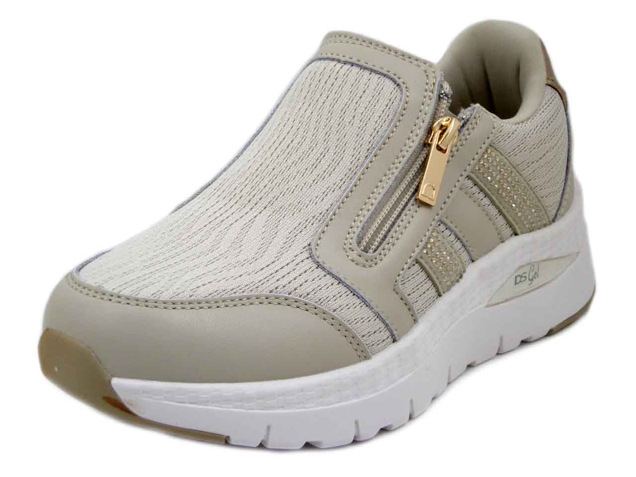 Sneakers Slipon Donna Beige, Zeppa 4 cm DS GEL, Plantare Estraibile, DONNA SERENA - 146029 Sneakers Slipon Donna Beige, Zeppa 4 cm DS GEL, Plantare Estraibile, DONNA SERENA - 146029